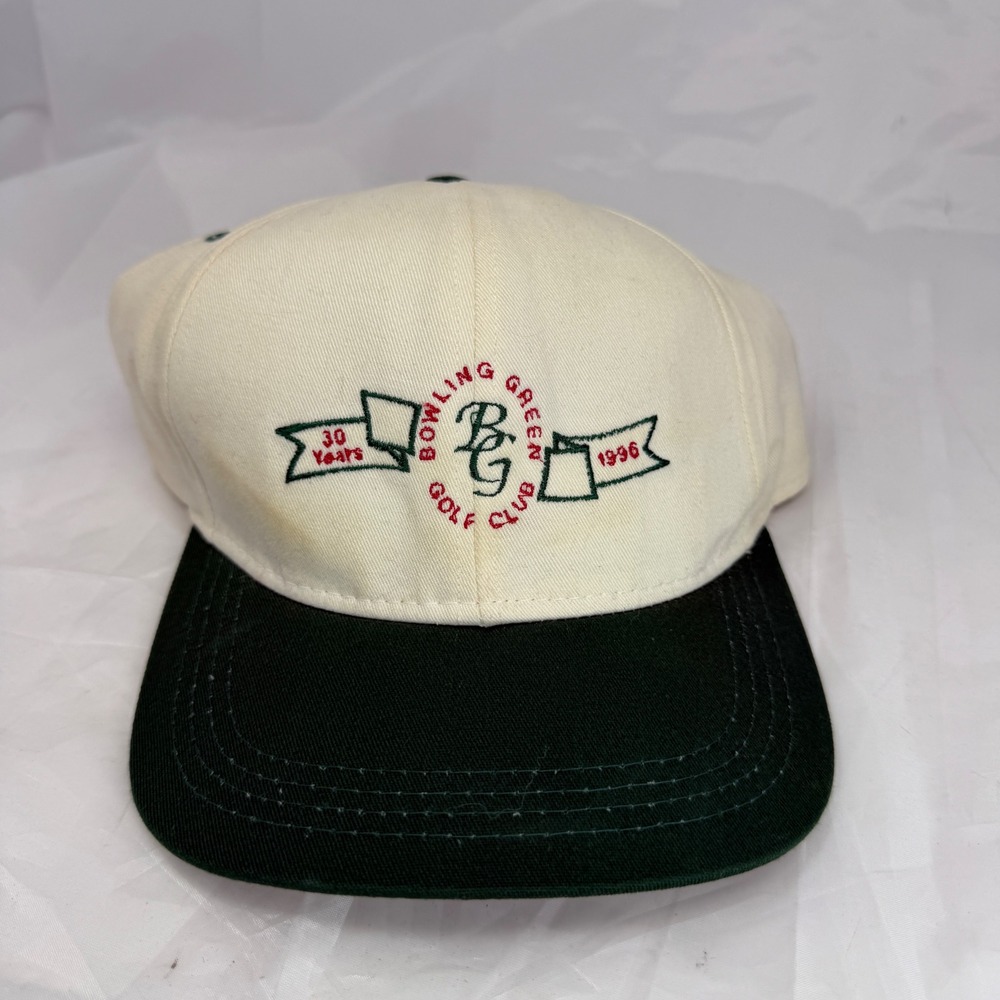 Vintage Roxxi Royal Grip Bowling Green Golf Club Hat 1996 USA Made Cream Green